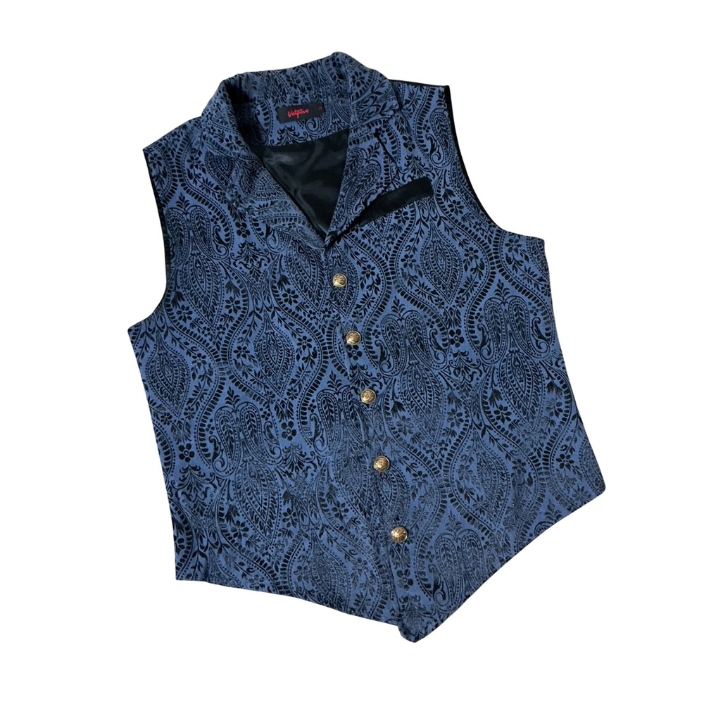 Vatpave Mens Dark Academia Paisley Jacquard Vest Steampunk Formal Waistcoat S